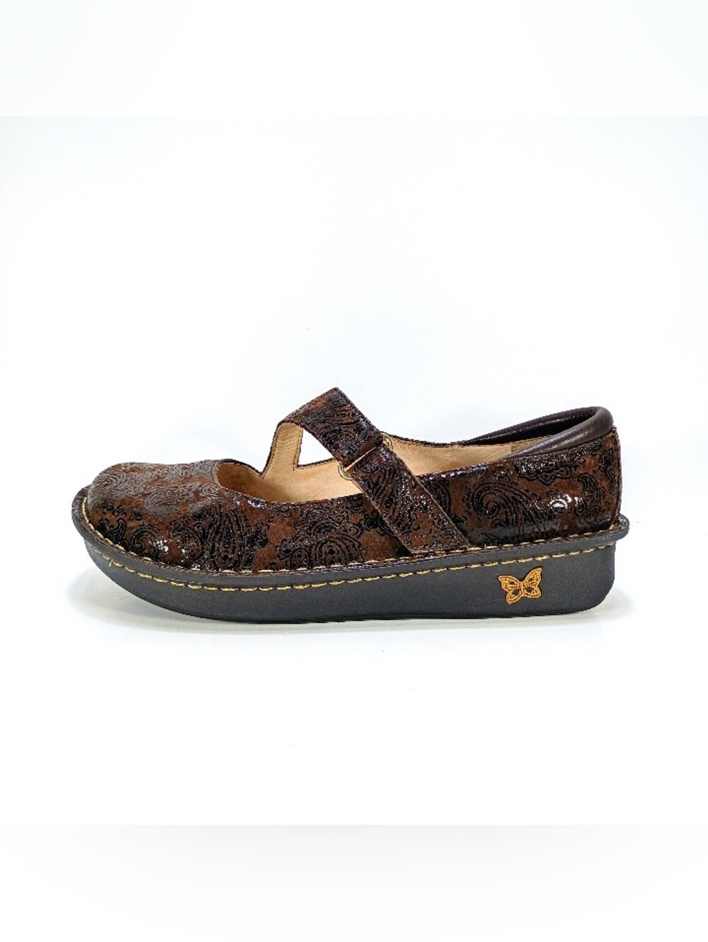 Alegria Jill 562 Womens 7 Brown Leather Paisley Embossed Mary Jane - Picture 4 of 11